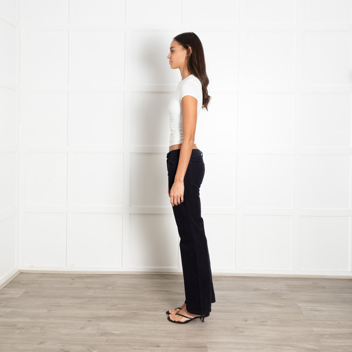 Chloe Navy Blue Corduroy Flared Trousers