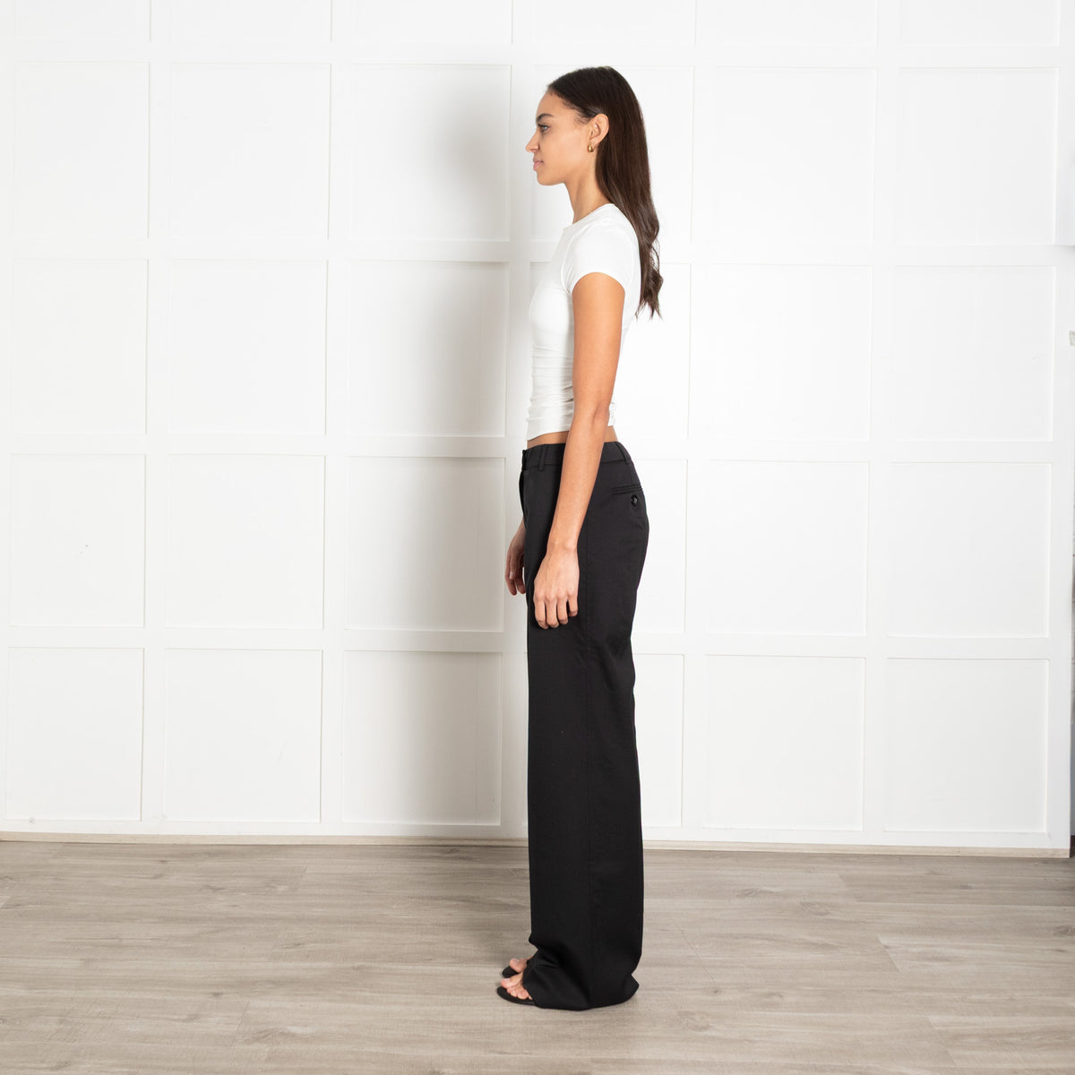 Weekend Max Mara Black Wool Blend Pleated Flared Trousers