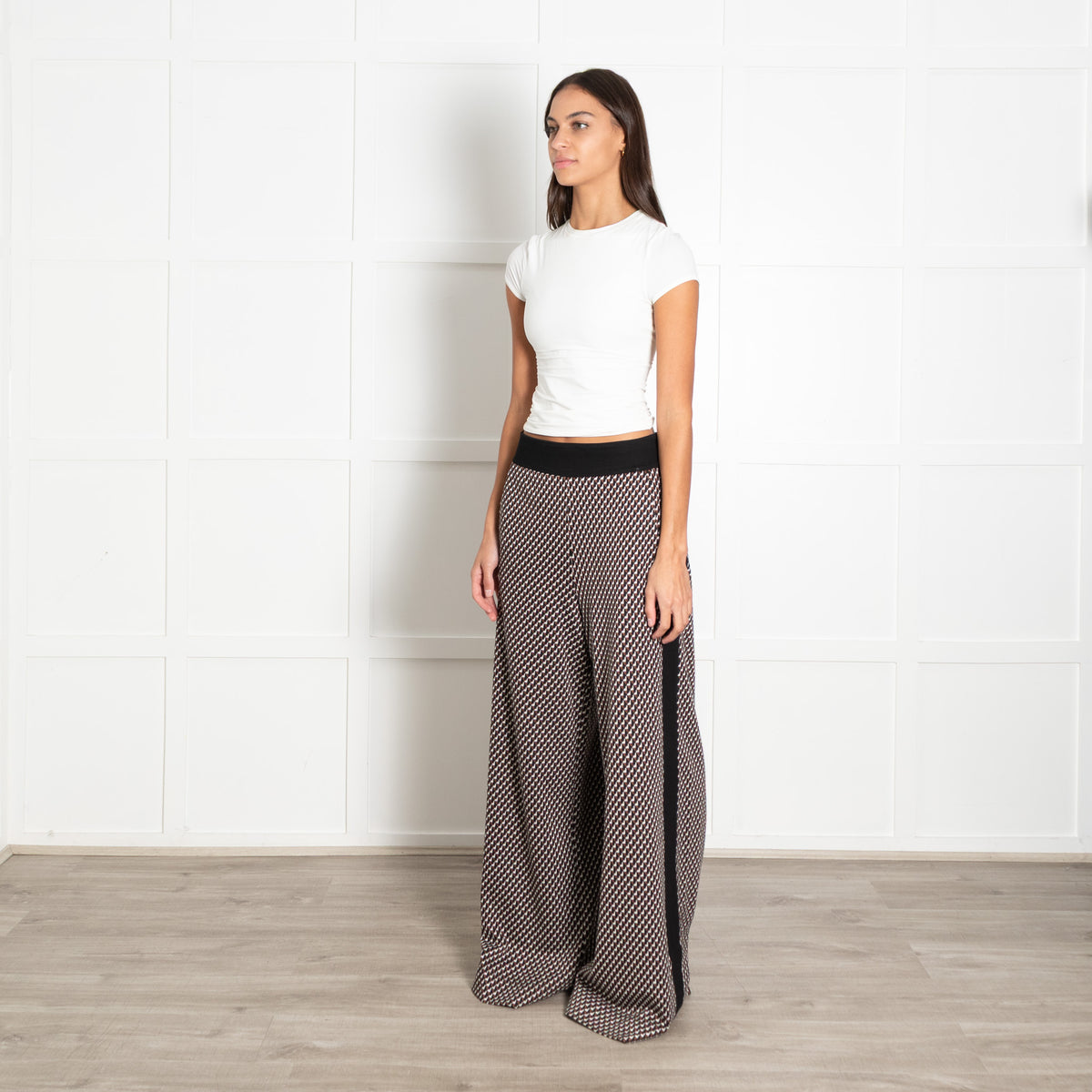 Me+Em Multicolour Geometric Pattern Wide-Leg Trousers