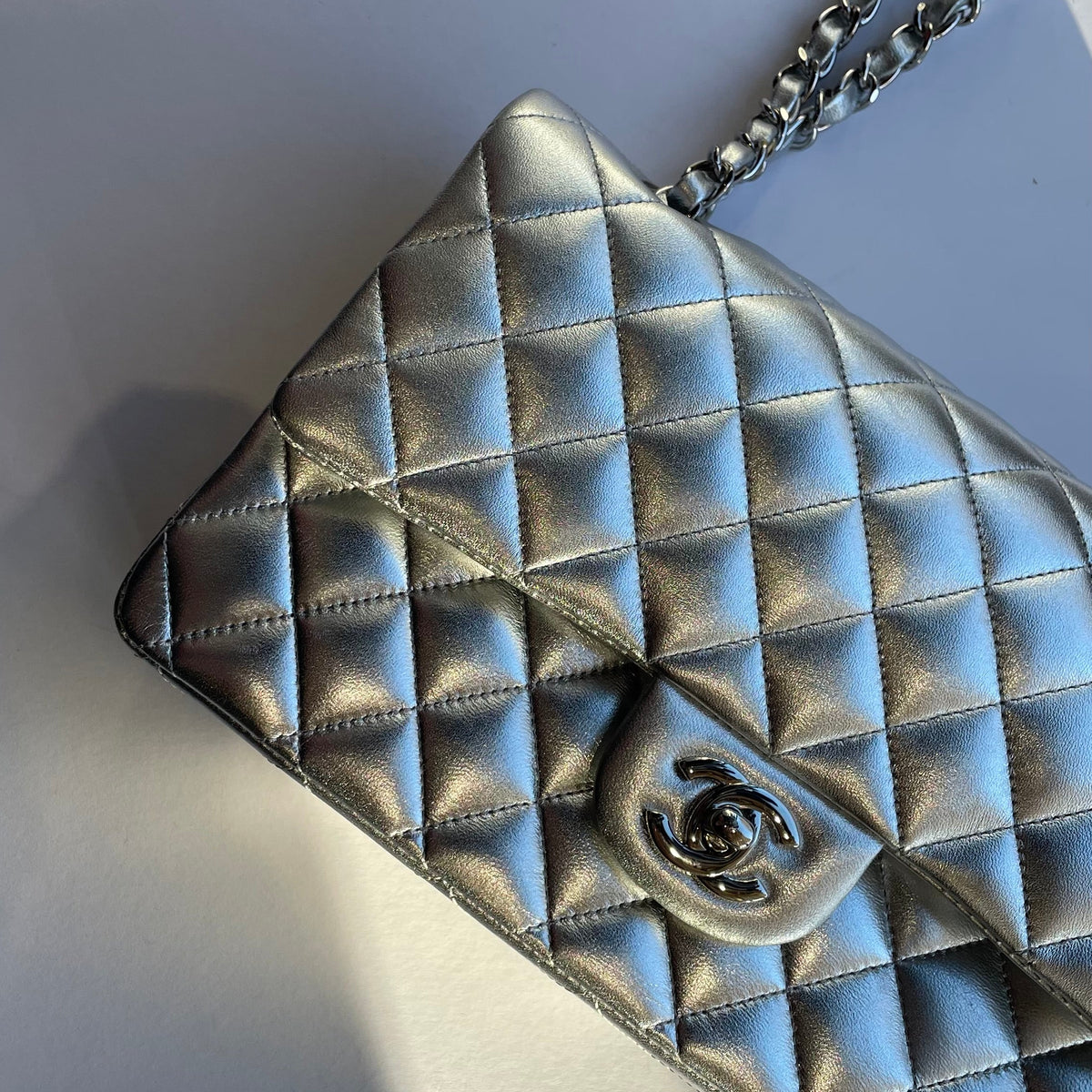 Chanel Full Set Silver Classic Double Flap Bag
