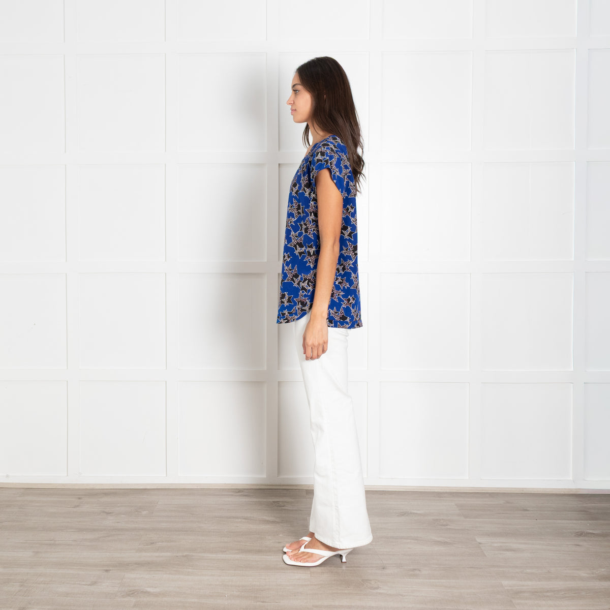 Diane Von Furstenberg Blue Black Star Print Top