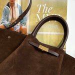 De Mellier Dark Brown Suede Midi New York Tote