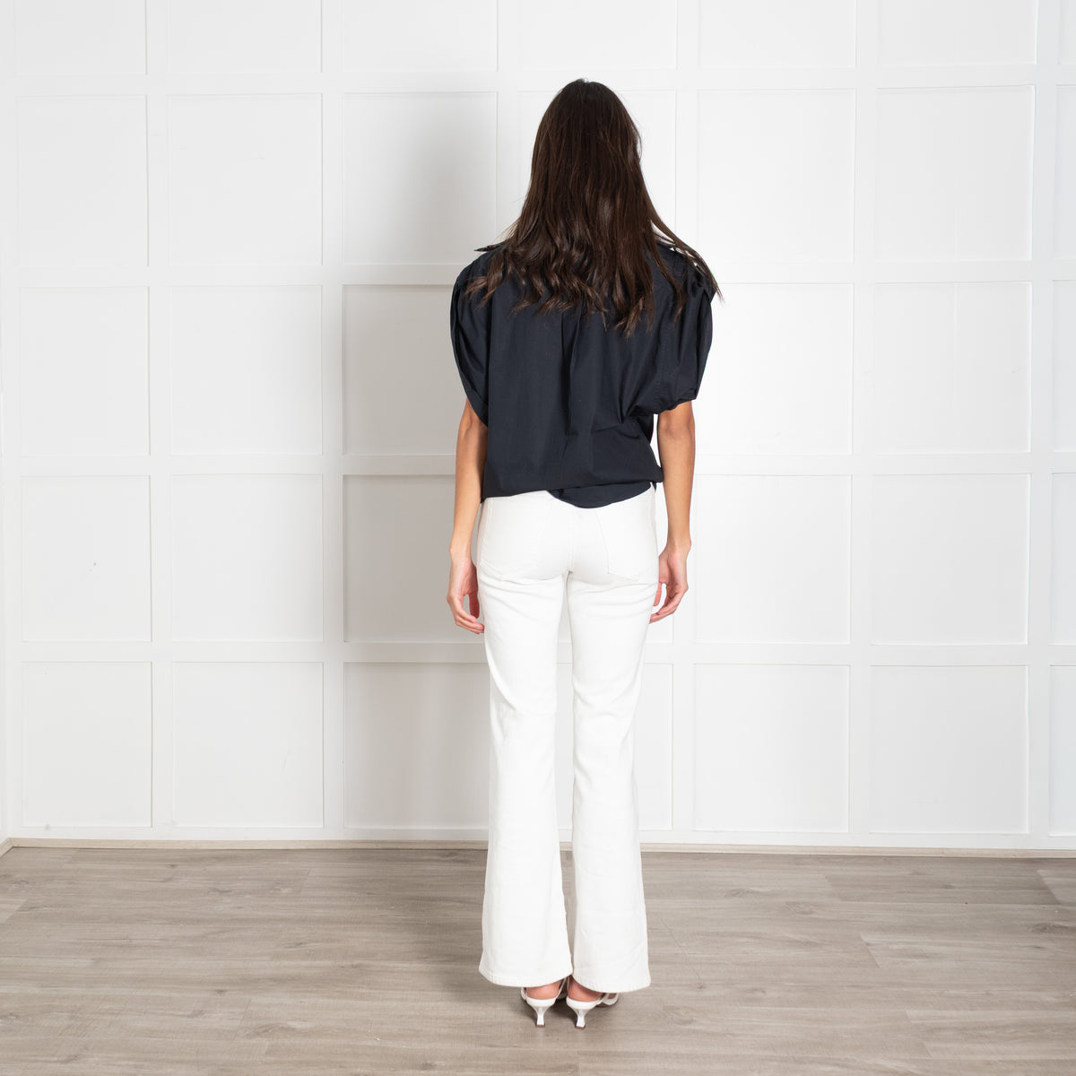 Isabel Marant Etolie Navy Remea Short Sleeve Funnel Neck Top