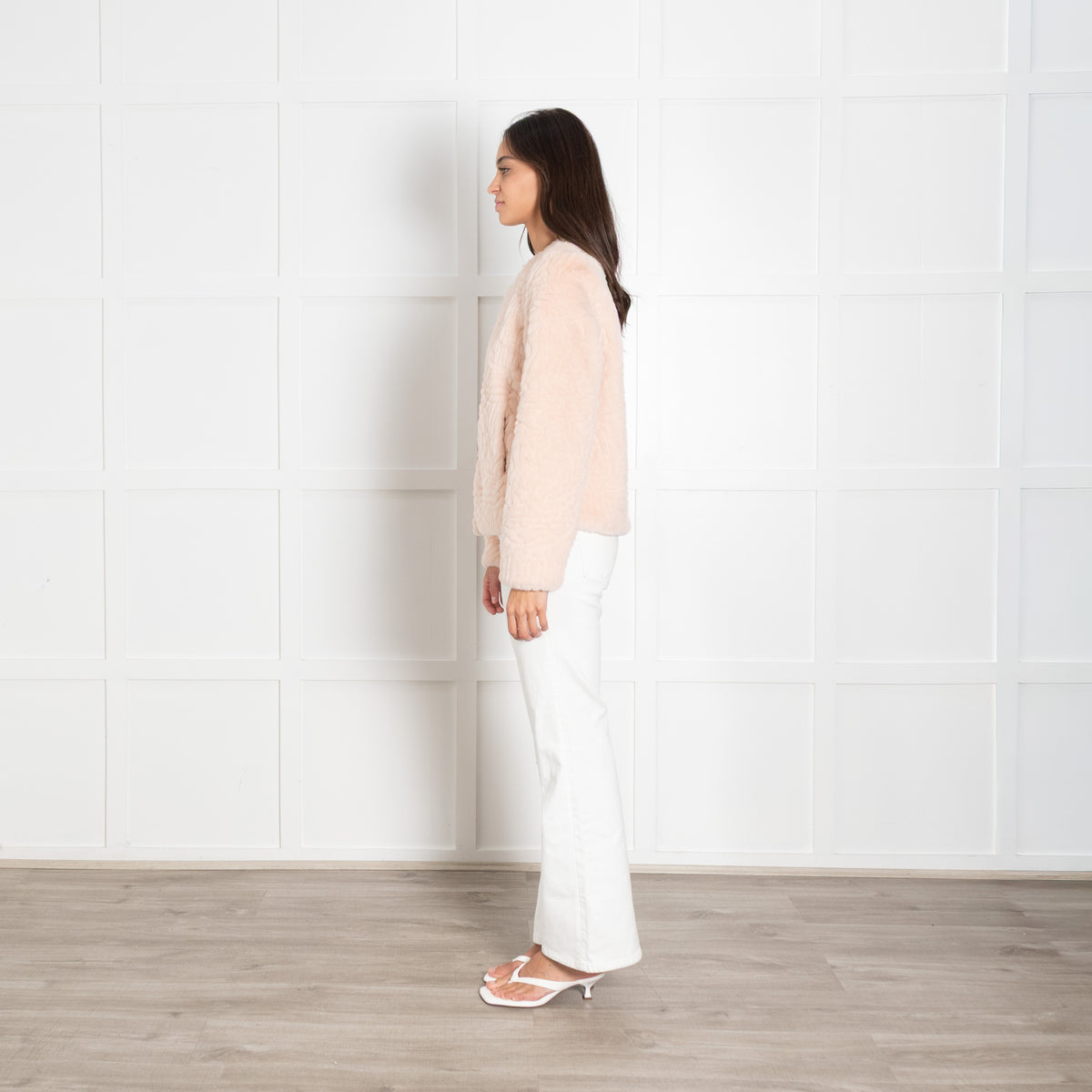 Unreal Fur Light Pink Faux Fur Collarless Jacket