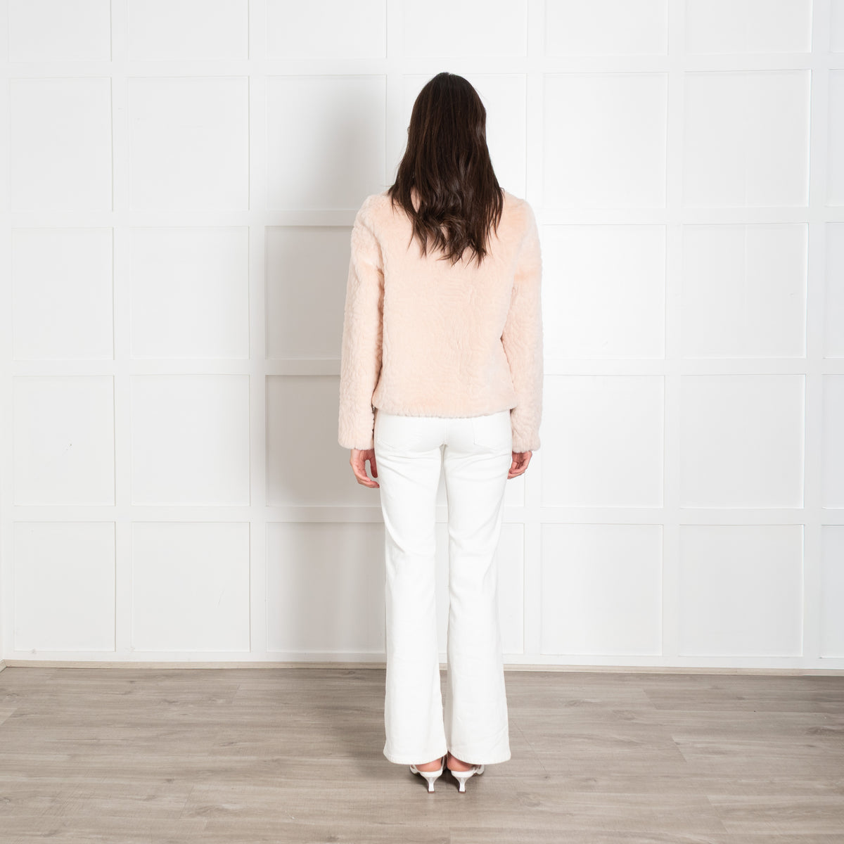 Unreal Fur Light Pink Faux Fur Collarless Jacket