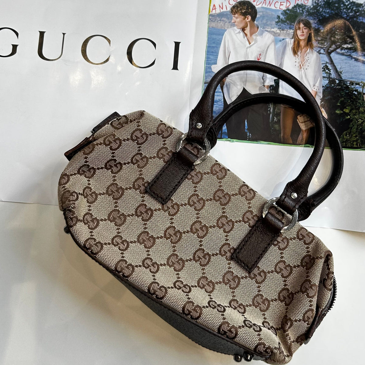Gucci Mini GG Logo Canvas Boston Bag