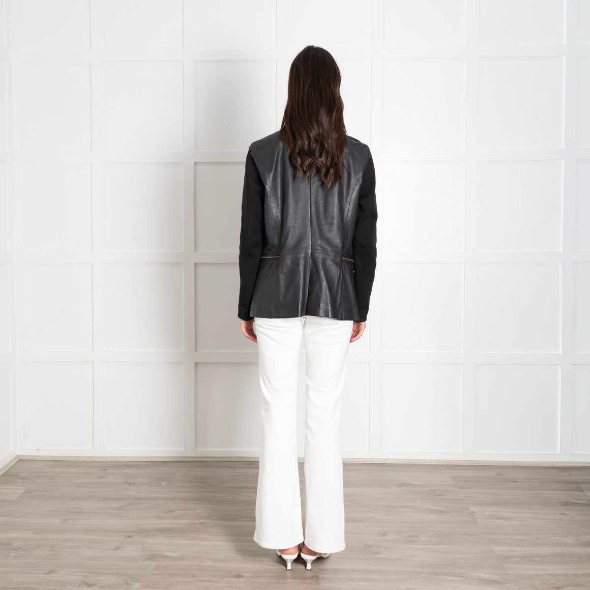 Day Birger Mikkelsen Black Leather Knit Sleeves Jacket
