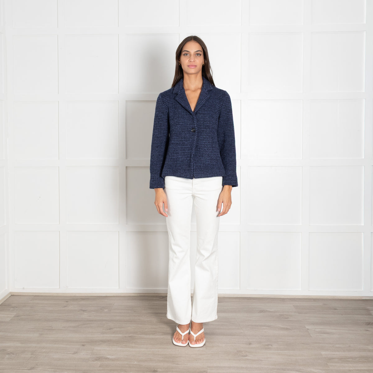 Amina Rubinacci Blue Knitted Blazer Jacket