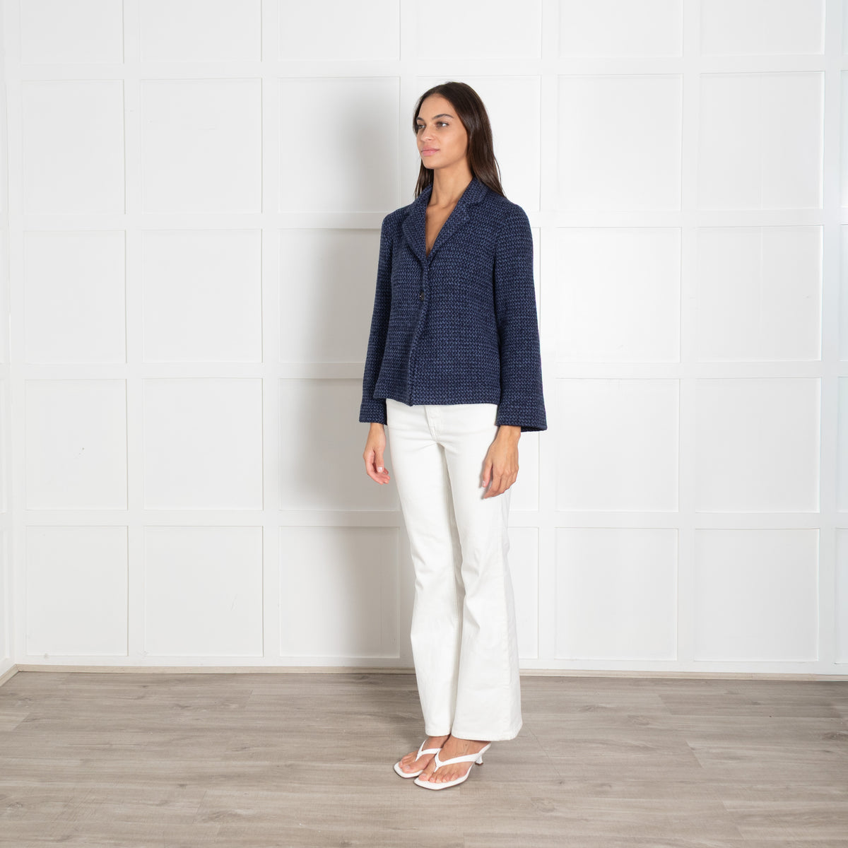 Amina Rubinacci Blue Knitted Blazer Jacket
