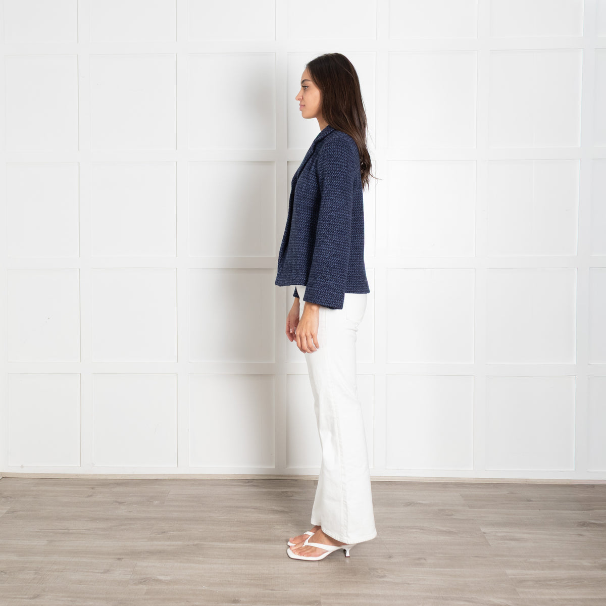 Amina Rubinacci Blue Knitted Blazer Jacket