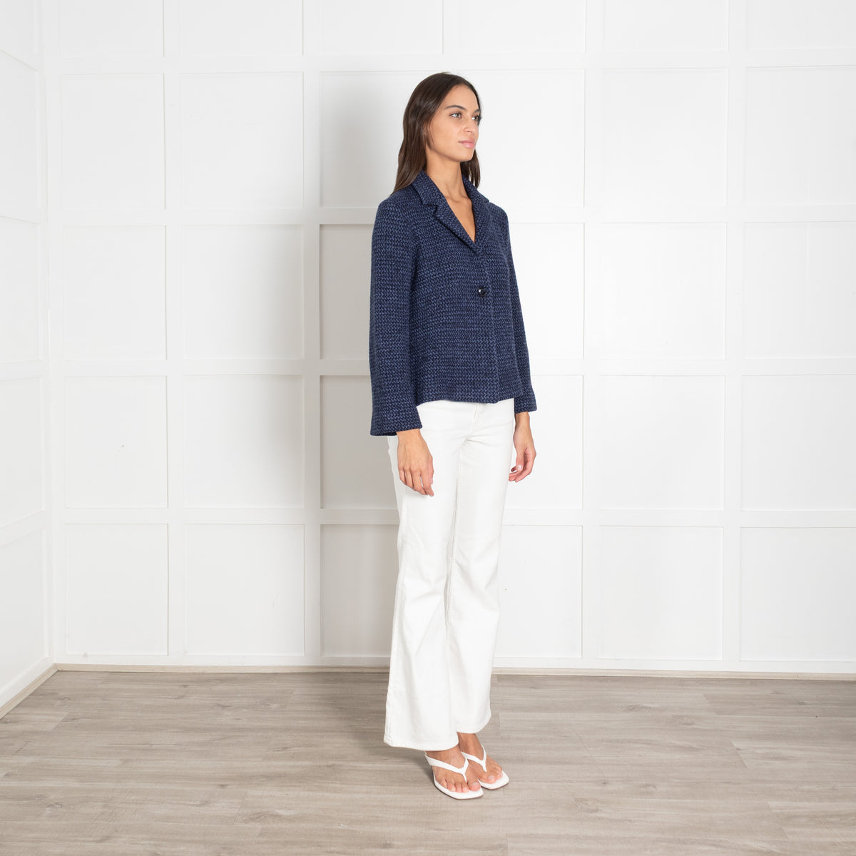 Amina Rubinacci Blue Knitted Blazer Jacket
