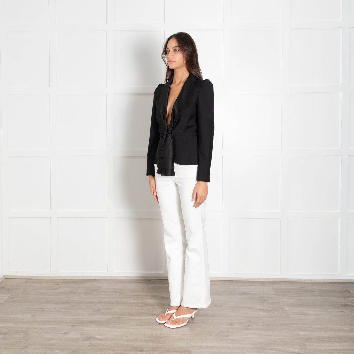 Marc By Marc Jacobs Black Wool Blend Satin Trim Blazer
