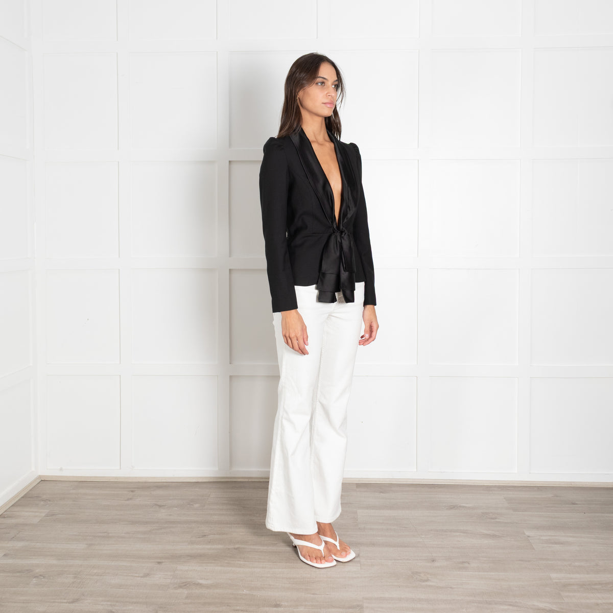 Marc By Marc Jacobs Black Wool Blend Satin Trim Blazer