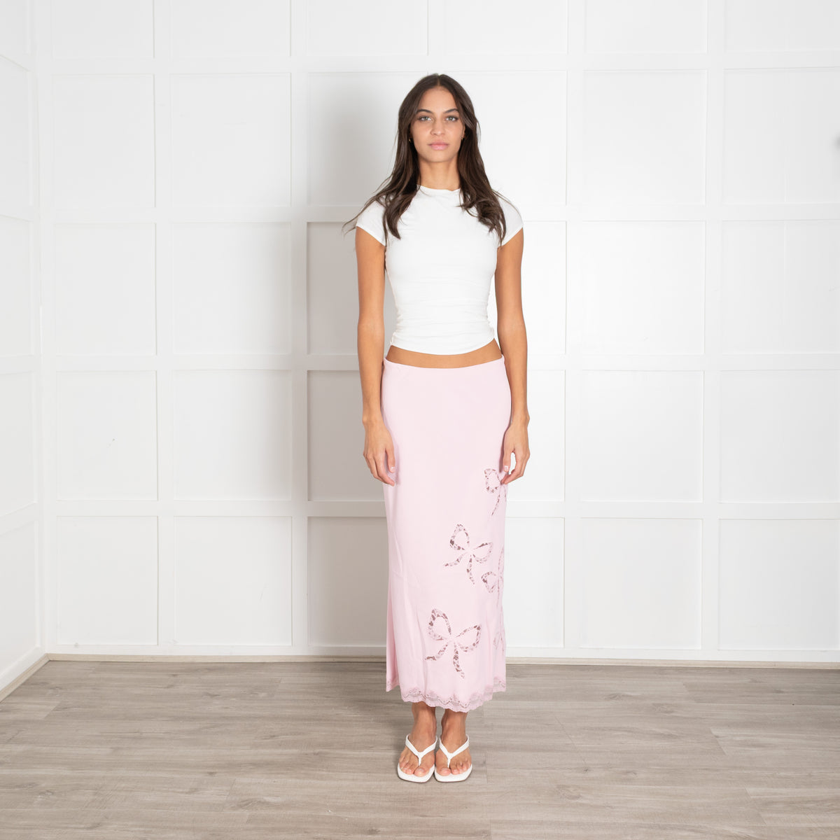 LoveShackFancy Pink Lace Detail Skirt
