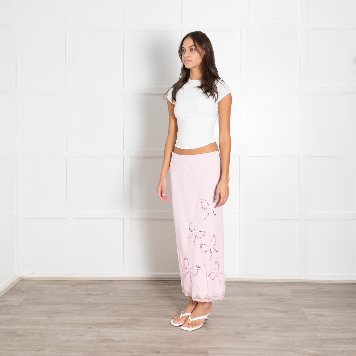 LoveShackFancy Pink Lace Detail Skirt
