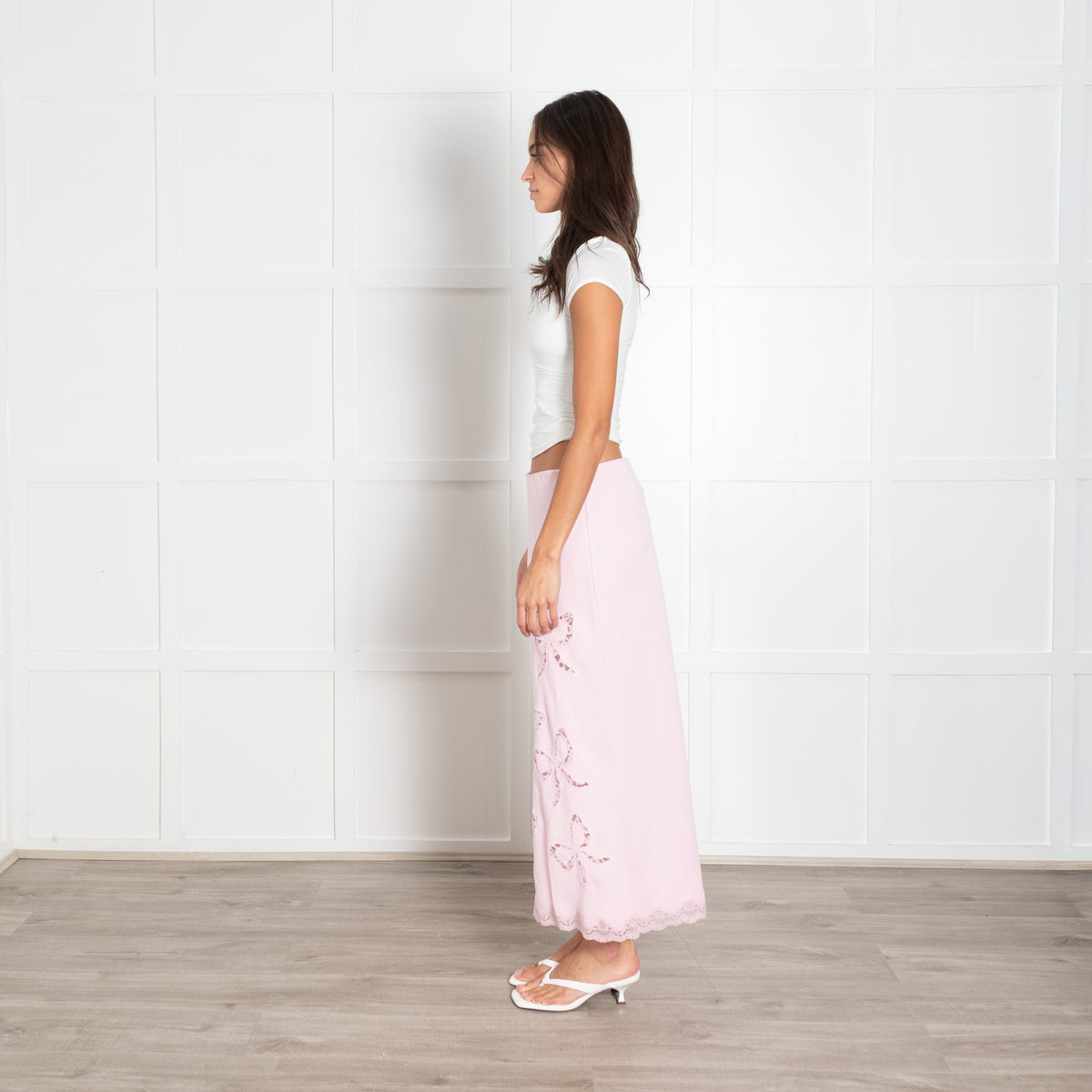 LoveShackFancy Pink Lace Detail Skirt