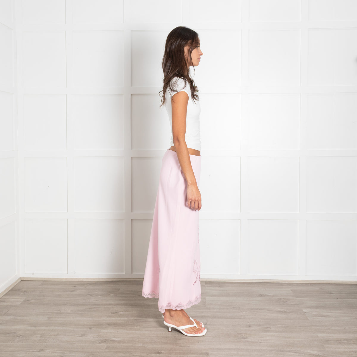 LoveShackFancy Pink Lace Detail Skirt