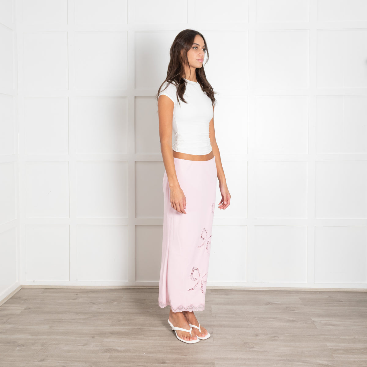 LoveShackFancy Pink Lace Detail Skirt