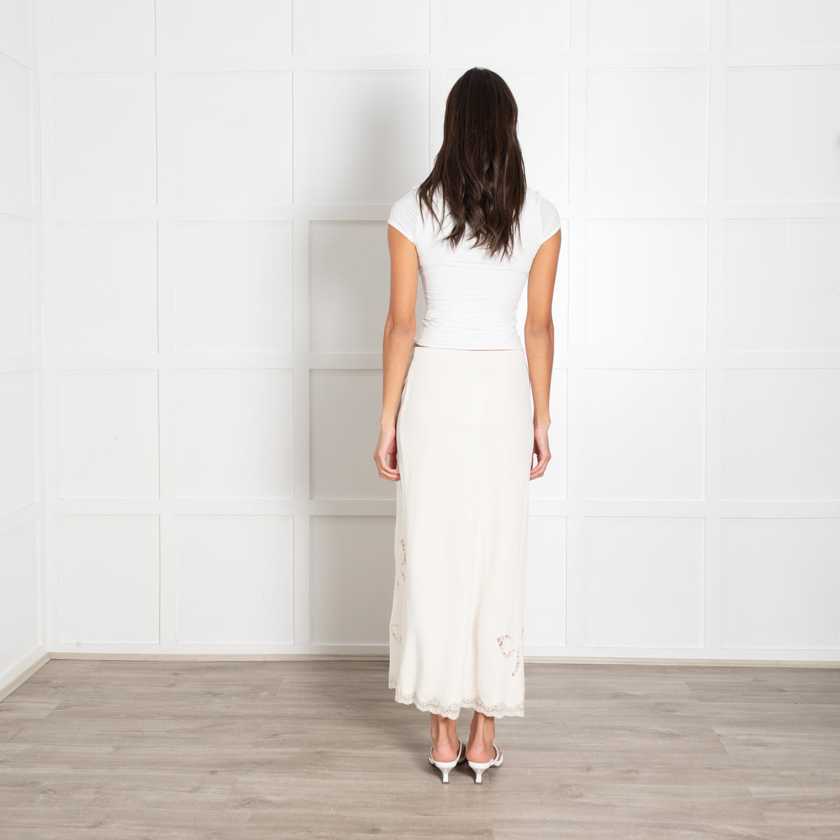LoveShackFancy Cream Lace Detail Skirt