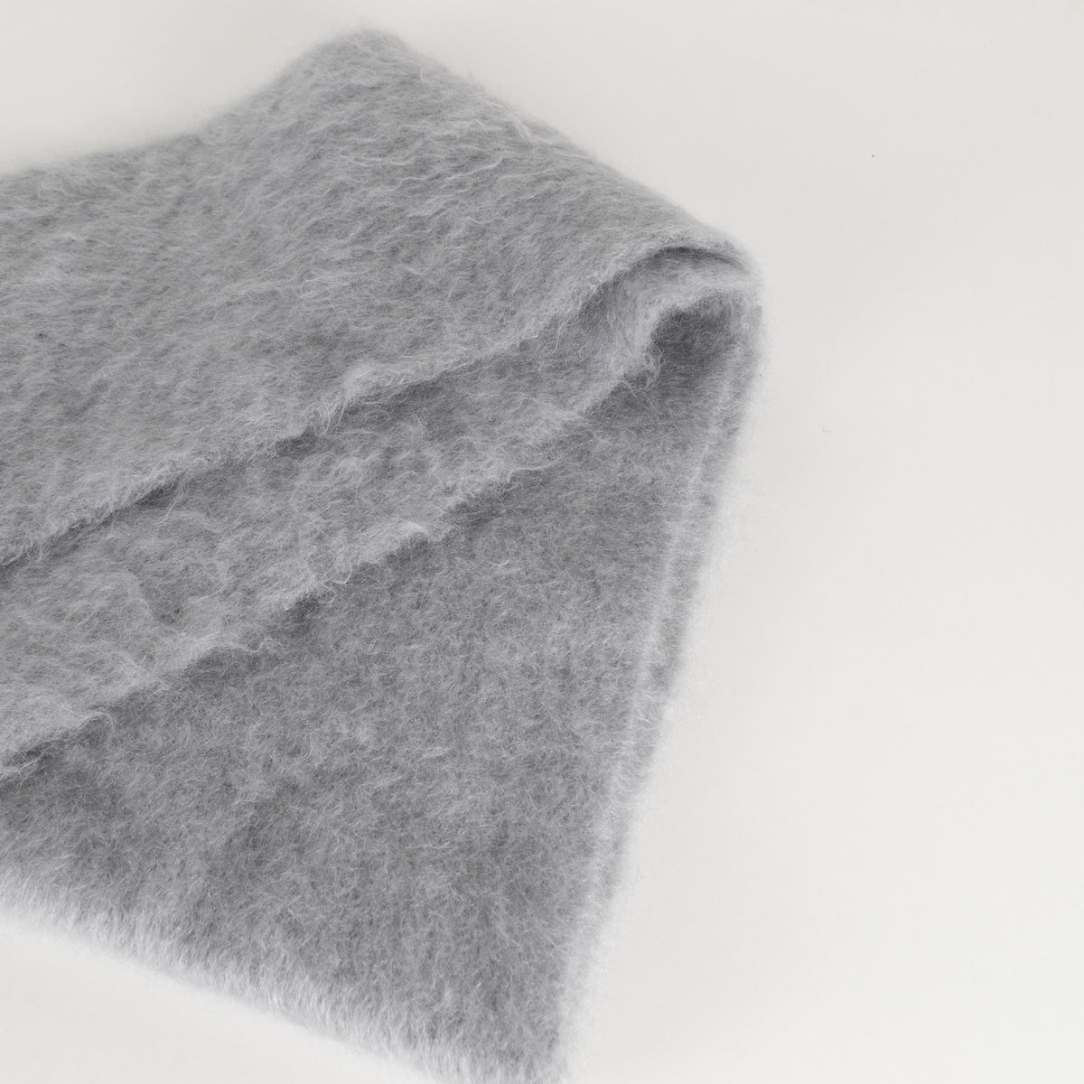 Loewe Grey Mohair Blend Leather Trim Scarf