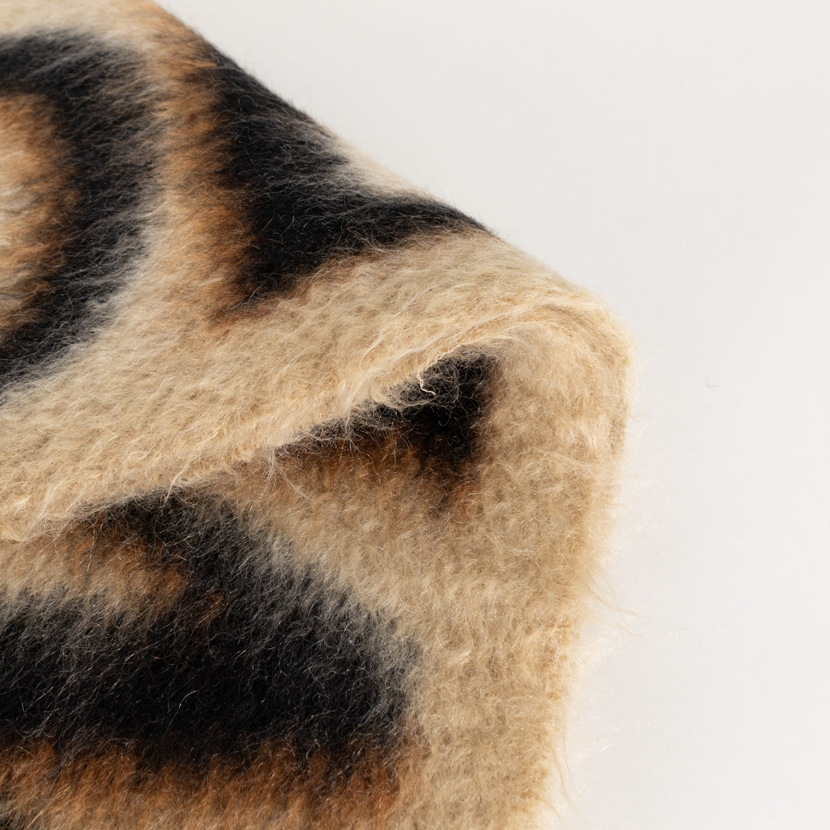 Loewe Fringed Mohair Mix Logo Print Brown Scarf