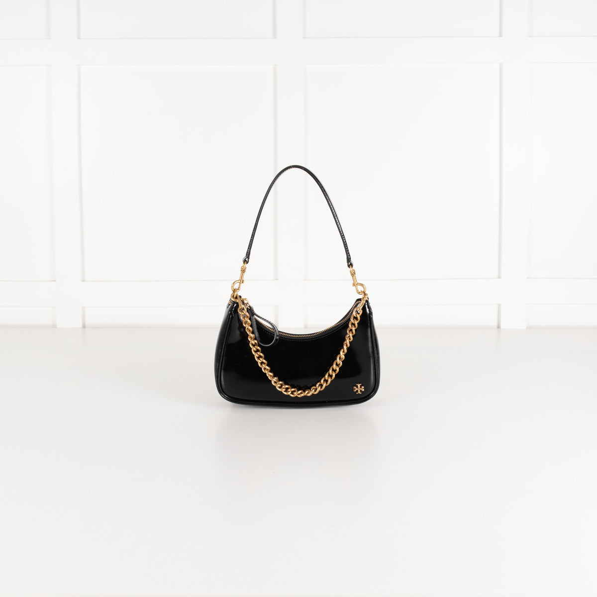 Tory Burch Black Small 151 Mercer Spazzolato Cresent Bag