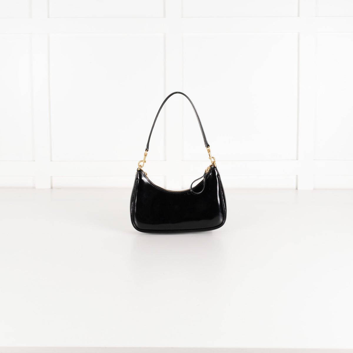 Tory Burch Black Small 151 Mercer Spazzolato Cresent Bag