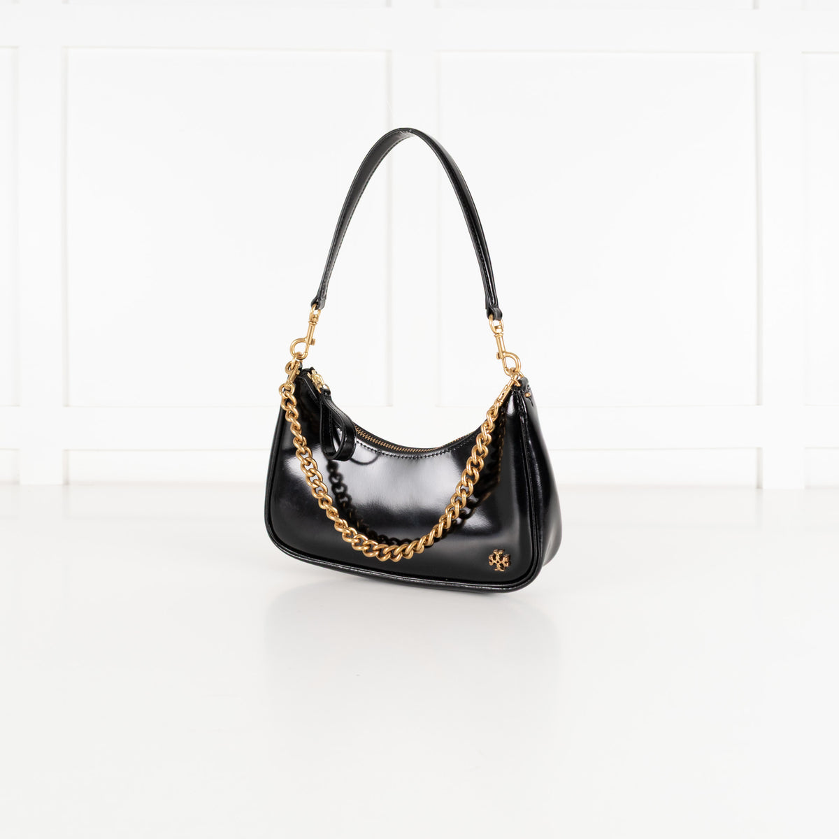 Tory Burch Black Small 151 Mercer Spazzolato Cresent Bag