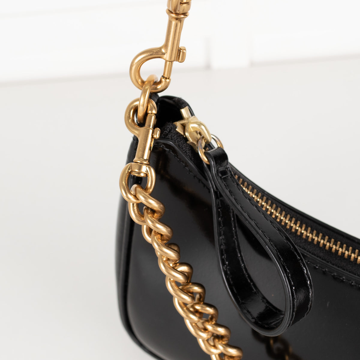Tory Burch Black Small 151 Mercer Spazzolato Cresent Bag