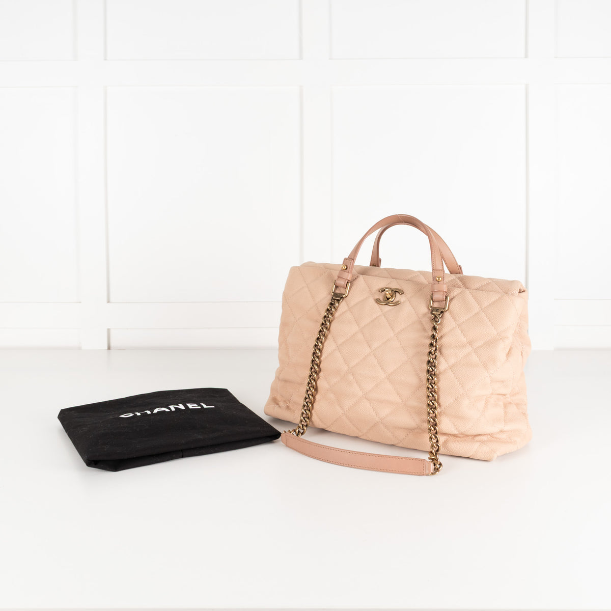 Chanel Beige Portobello Caviar Leather Quilted Shoulder Bag