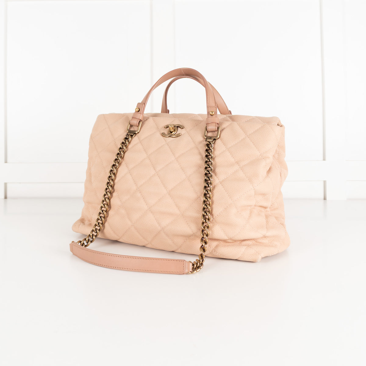 Chanel Beige Portobello Caviar Leather Quilted Shoulder Bag