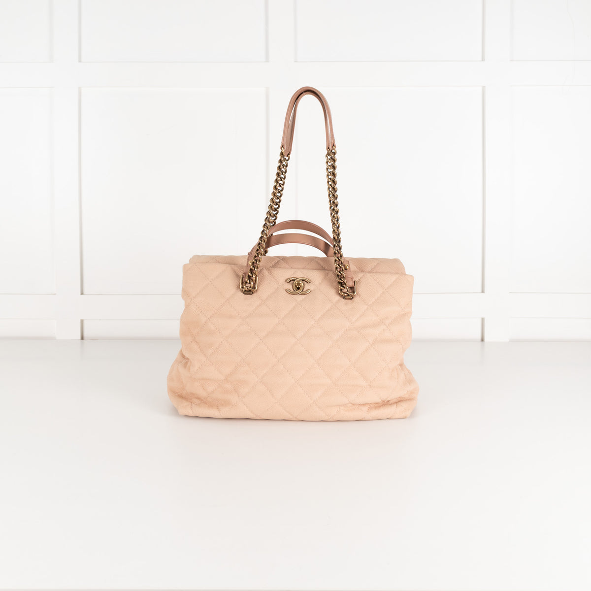 Chanel Beige Portobello Caviar Leather Quilted Shoulder Bag