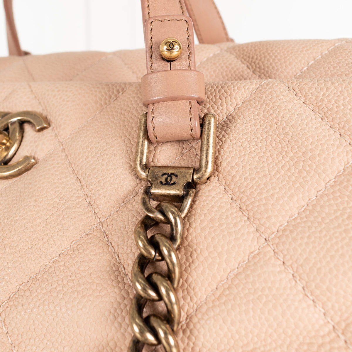 Chanel Beige Portobello Caviar Leather Quilted Shoulder Bag