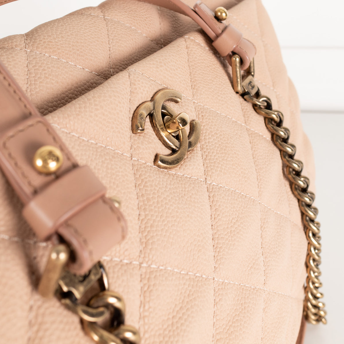 Chanel Beige Portobello Caviar Leather Quilted Shoulder Bag