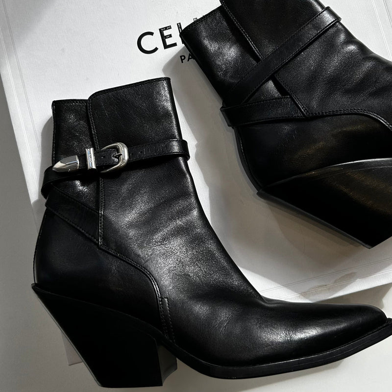 Celine Black Leather Jodphur Ankle Boot
