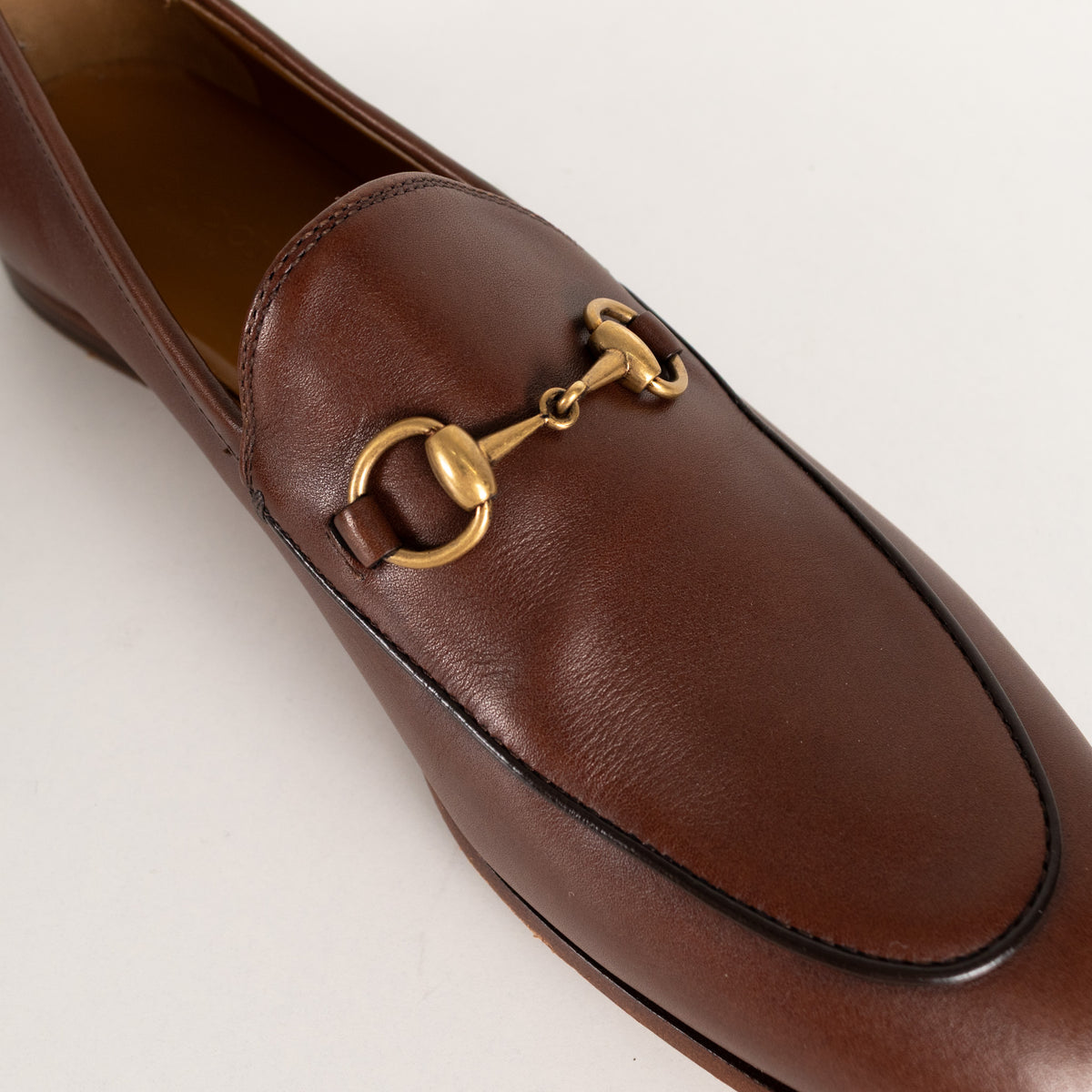Gucci Jordaan Horsebit Leather Brown Loafer