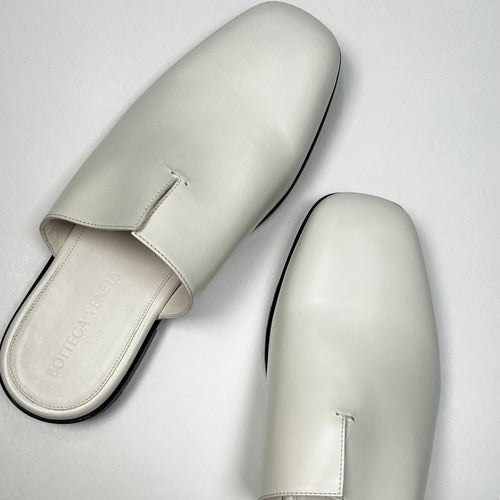 Bottega Veneta Roma White Leather Slippers
