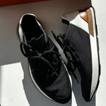 Hermes Black Canvas White Leather Trainers