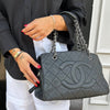 Chanel Quilted CC Shopper Tote Bag With Silver Hardware