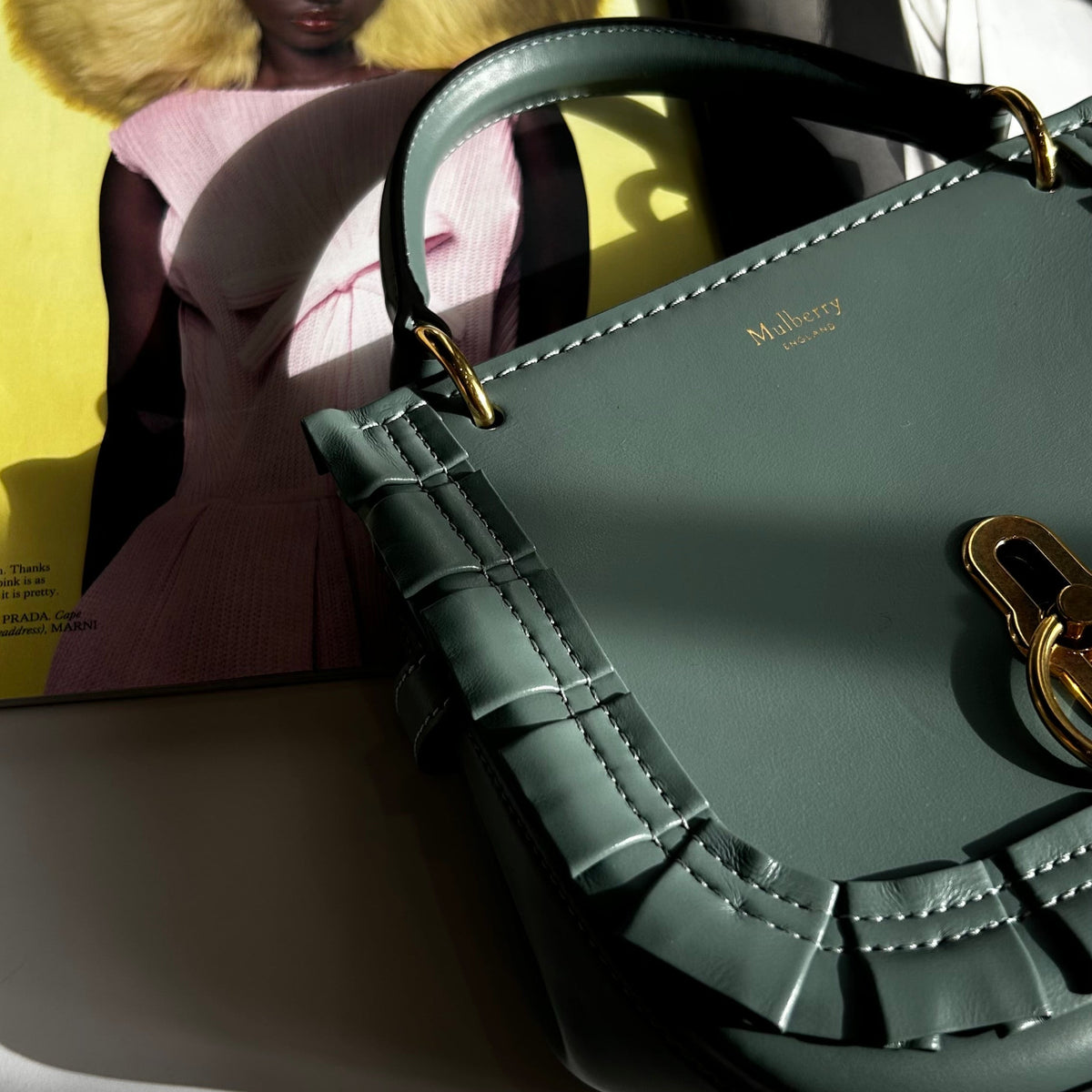 Mulberry Blue Frill Trim Amberley Bag