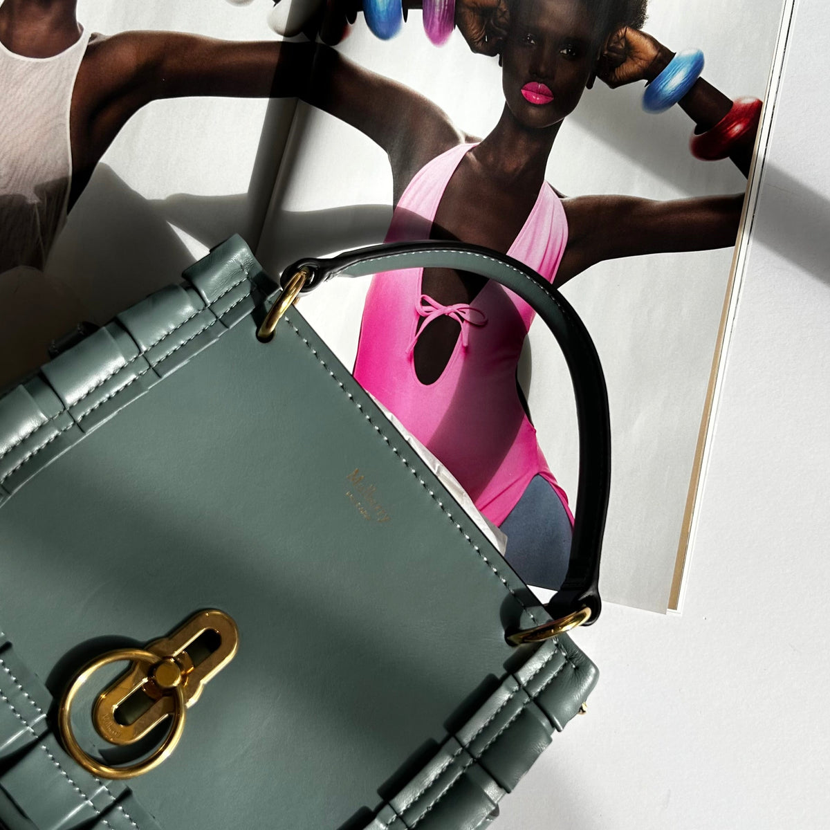 Mulberry Blue Frill Trim Amberley Bag