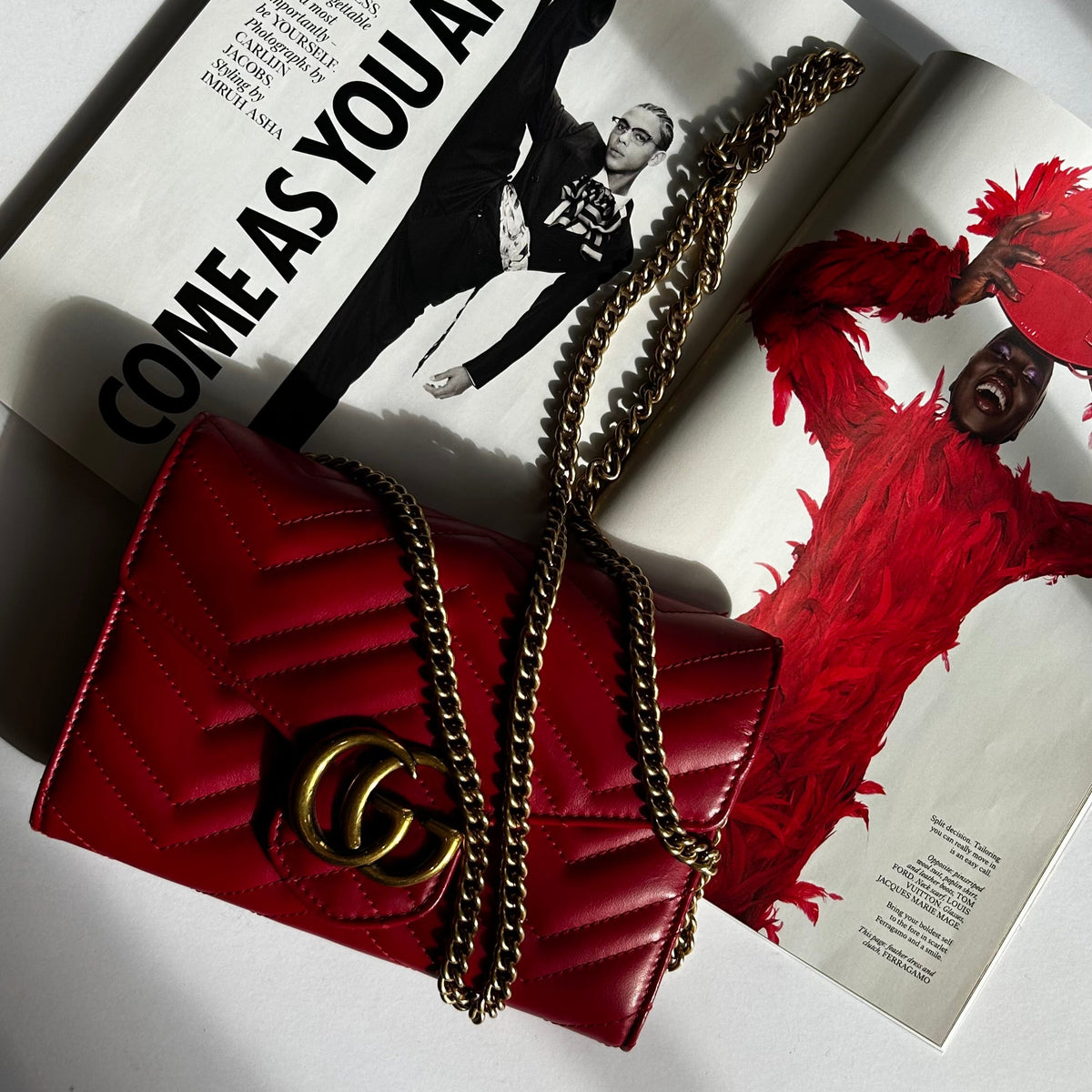 Gucci Red Matellase Leather Crossbody Bag