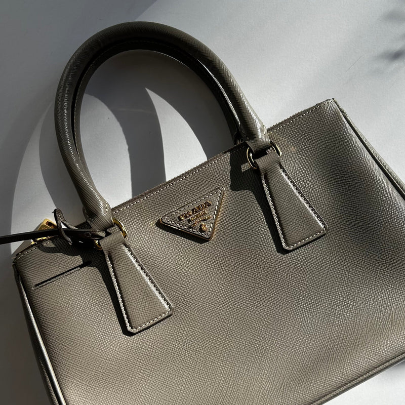 Prada Taupe Saffiano Leather Galleria Small Bag