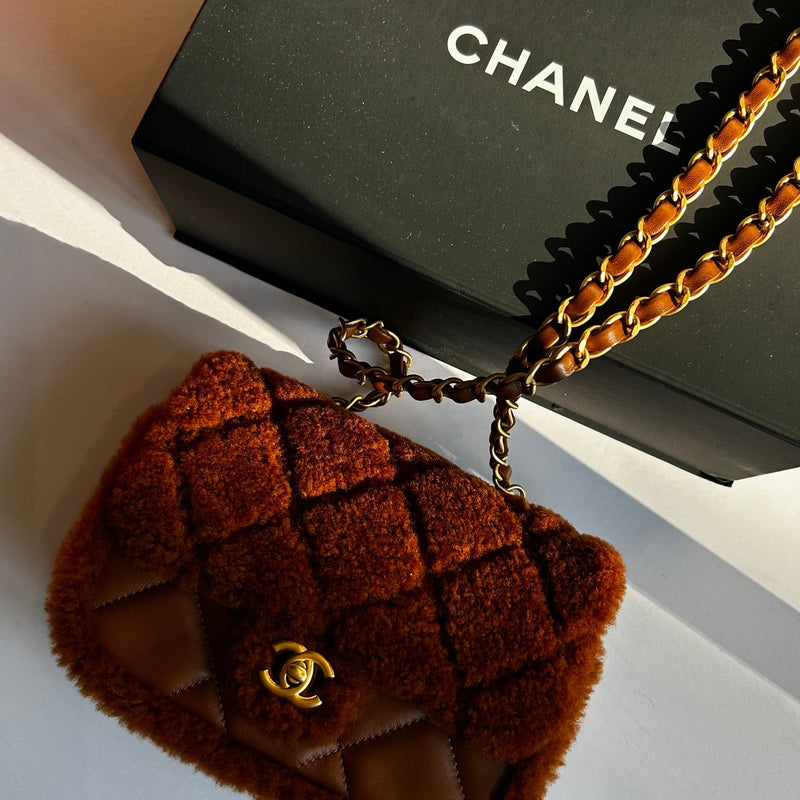 Chanel Brown Quilted Teddy Flap