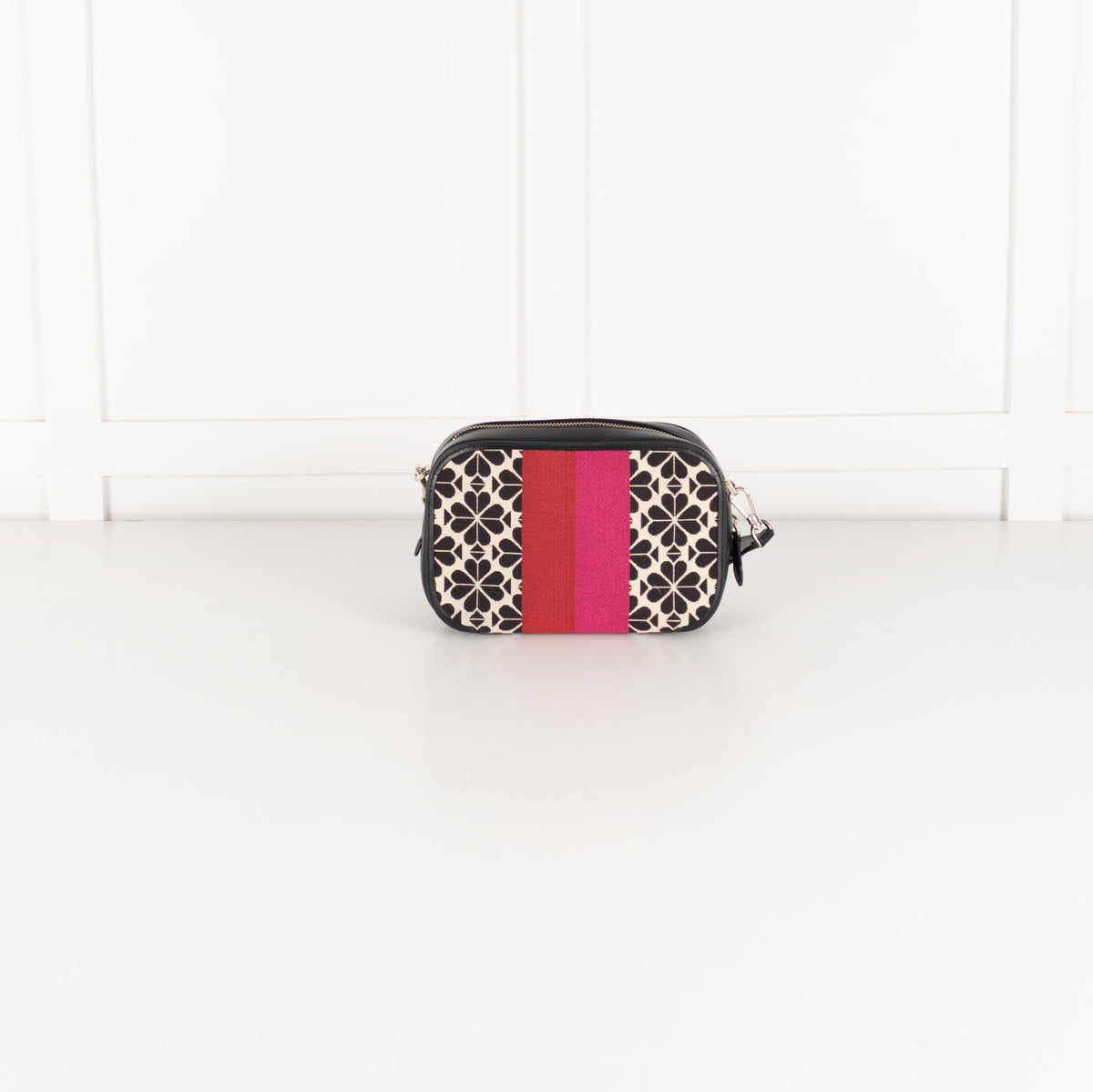Kate Spade Black Cream Jacquard Stripe Bag