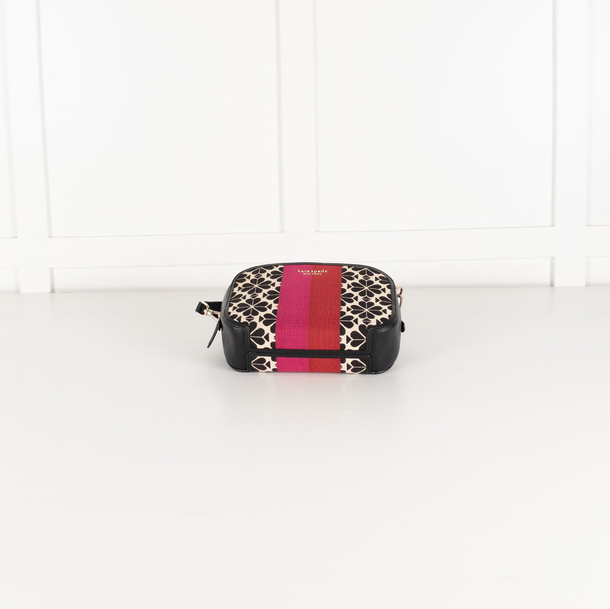 Kate Spade Black Cream Jacquard Stripe Bag