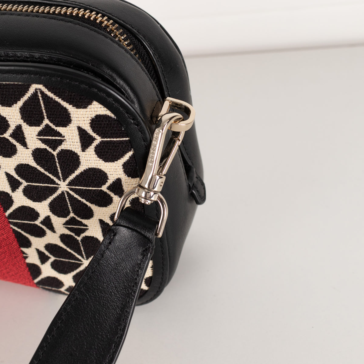 Kate Spade Black Cream Jacquard Stripe Bag