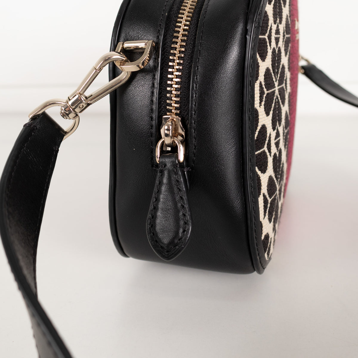 Kate Spade Black Cream Jacquard Stripe Bag