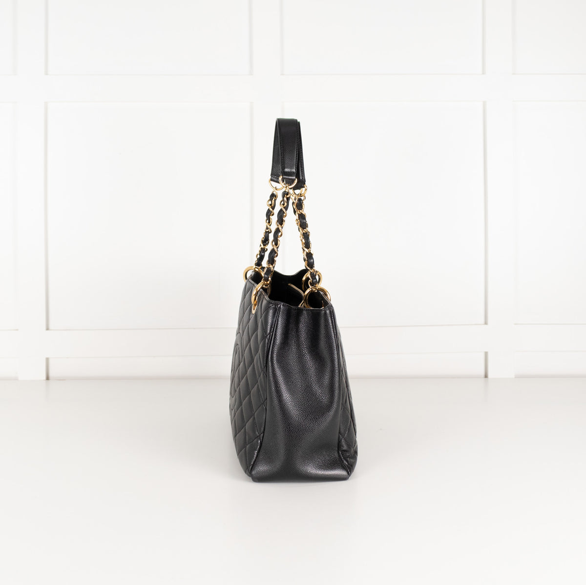 Chanel Black Caviar Leather Quilted CC Tote Bag