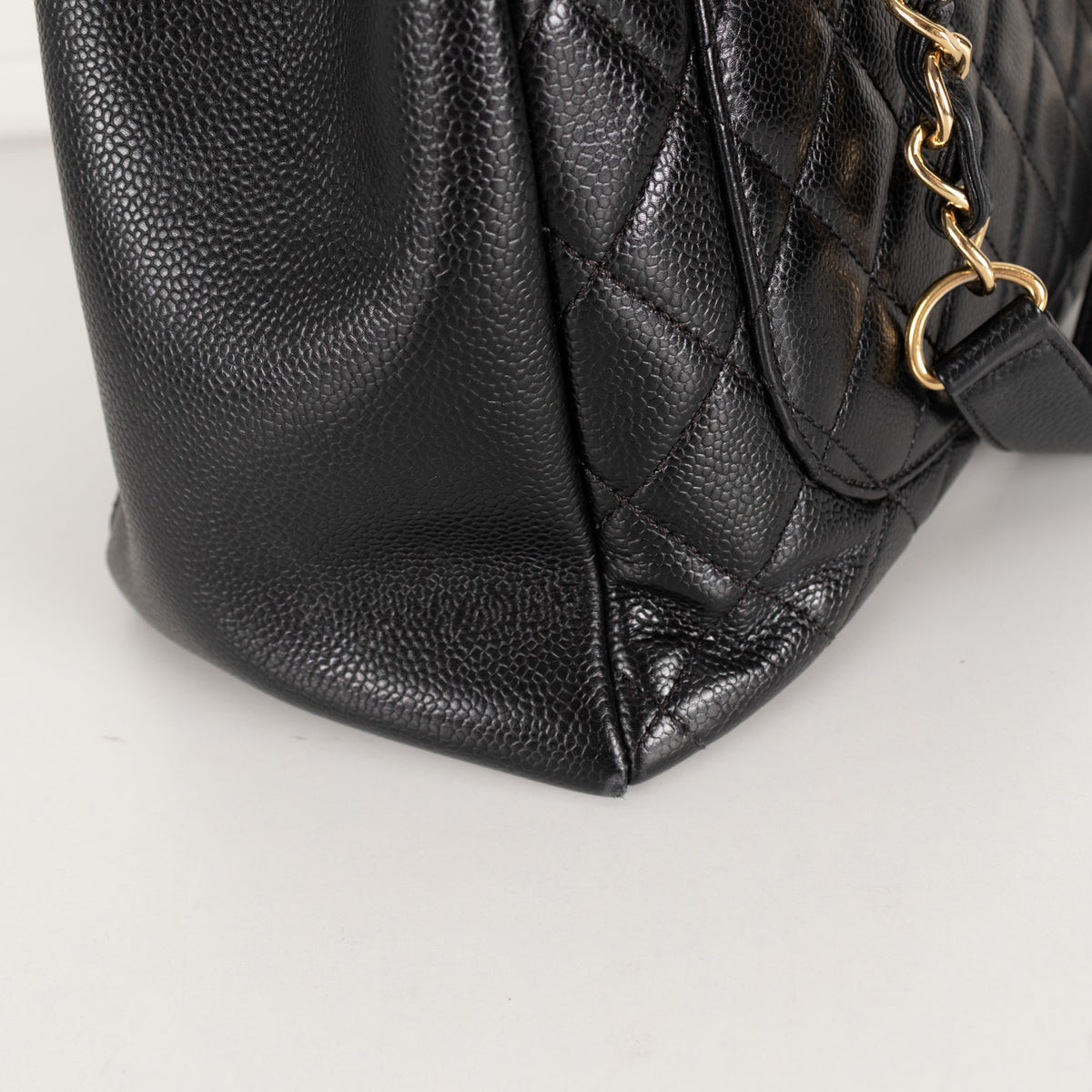 Chanel Black Caviar Leather Quilted CC Tote Bag
